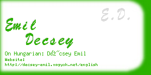 emil decsey business card